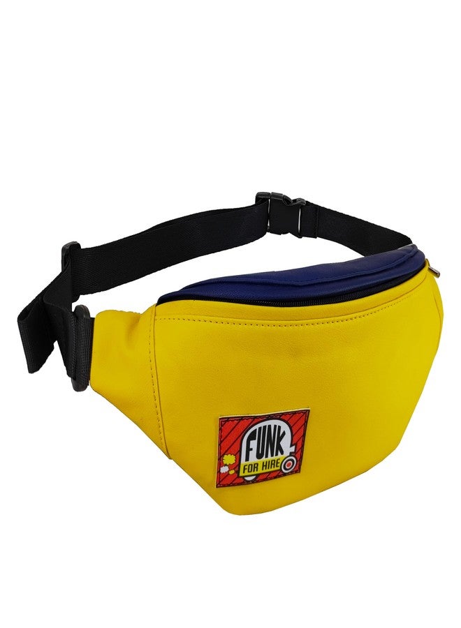 Funk For Hire Vegan Leather Chest Bag, Waist Bag, Fanny Pack, Utilitity Waist Bag, Crossbody Sling Bag - Yellow and Navy Blue - Image 2